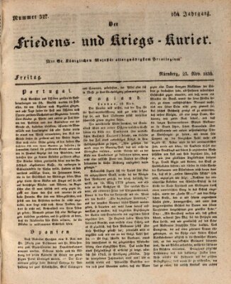 Der Friedens- u. Kriegs-Kurier (Nürnberger Friedens- und Kriegs-Kurier) Freitag 23. November 1838