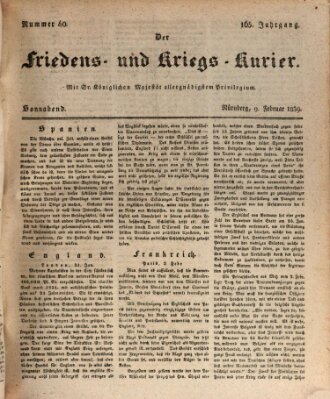 Der Friedens- u. Kriegs-Kurier (Nürnberger Friedens- und Kriegs-Kurier) Samstag 9. Februar 1839
