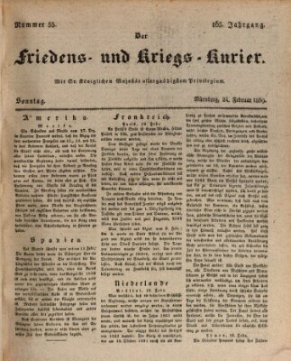 Der Friedens- u. Kriegs-Kurier (Nürnberger Friedens- und Kriegs-Kurier) Sonntag 24. Februar 1839