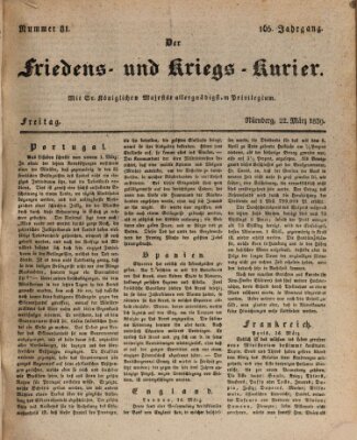 Der Friedens- u. Kriegs-Kurier (Nürnberger Friedens- und Kriegs-Kurier) Freitag 22. März 1839