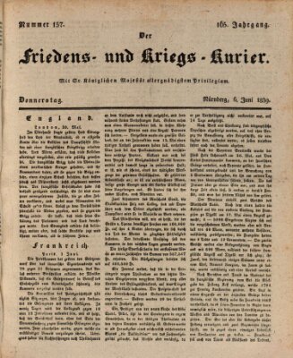 Der Friedens- u. Kriegs-Kurier (Nürnberger Friedens- und Kriegs-Kurier) Donnerstag 6. Juni 1839