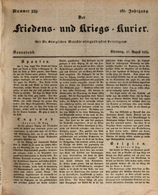 Der Friedens- u. Kriegs-Kurier (Nürnberger Friedens- und Kriegs-Kurier) Samstag 17. August 1839