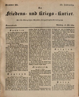 Der Friedens- u. Kriegs-Kurier (Nürnberger Friedens- und Kriegs-Kurier) Samstag 12. Oktober 1839