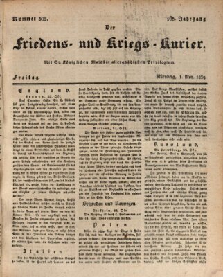 Der Friedens- u. Kriegs-Kurier (Nürnberger Friedens- und Kriegs-Kurier) Freitag 1. November 1839