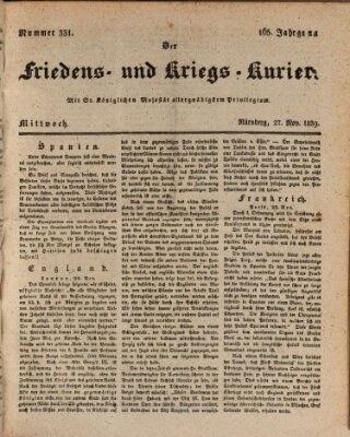 Der Friedens- u. Kriegs-Kurier (Nürnberger Friedens- und Kriegs-Kurier) Mittwoch 27. November 1839
