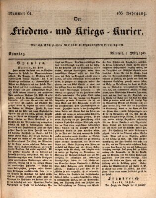 Der Friedens- u. Kriegs-Kurier (Nürnberger Friedens- und Kriegs-Kurier) Sonntag 1. März 1840