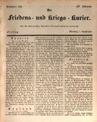 Der Friedens- u. Kriegs-Kurier (Nürnberger Friedens- und Kriegs-Kurier) Freitag 7. August 1840