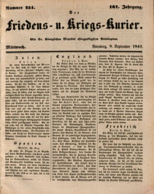 Der Friedens- u. Kriegs-Kurier (Nürnberger Friedens- und Kriegs-Kurier) Mittwoch 8. September 1841