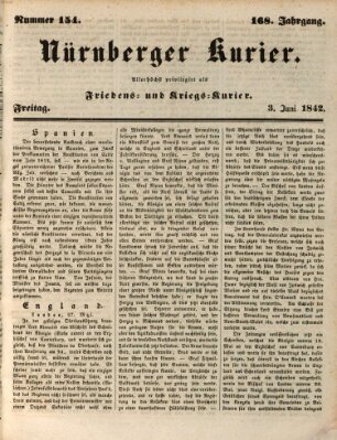 Nürnberger Kurier (Nürnberger Friedens- und Kriegs-Kurier) Freitag 3. Juni 1842