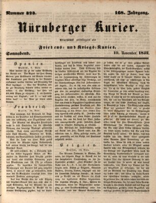 Nürnberger Kurier (Nürnberger Friedens- und Kriegs-Kurier) Samstag 19. November 1842