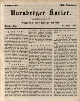 Nürnberger Kurier (Nürnberger Friedens- und Kriegs-Kurier) Donnerstag 23. März 1843