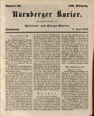 Nürnberger Kurier (Nürnberger Friedens- und Kriegs-Kurier) Samstag 8. April 1843