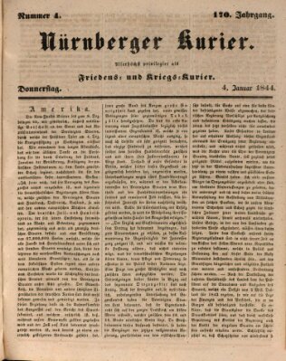 Nürnberger Kurier (Nürnberger Friedens- und Kriegs-Kurier) Donnerstag 4. Januar 1844