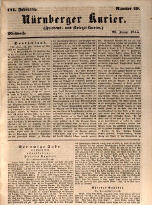 Nürnberger Kurier (Nürnberger Friedens- und Kriegs-Kurier) Mittwoch 29. Januar 1845