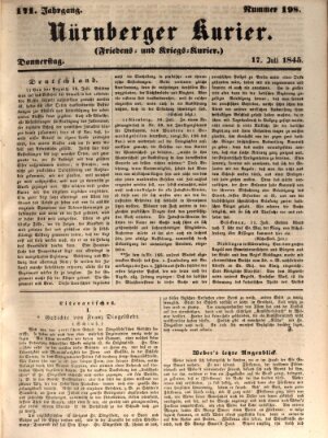 Nürnberger Kurier (Nürnberger Friedens- und Kriegs-Kurier) Donnerstag 17. Juli 1845