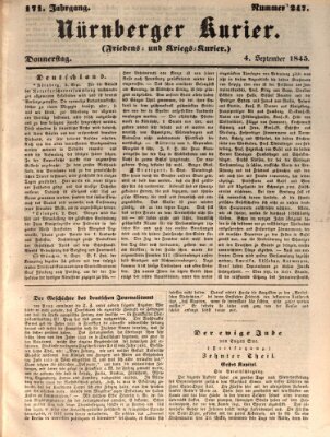 Nürnberger Kurier (Nürnberger Friedens- und Kriegs-Kurier) Donnerstag 4. September 1845