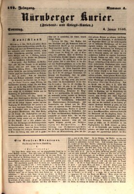 Nürnberger Kurier (Nürnberger Friedens- und Kriegs-Kurier) Sonntag 4. Januar 1846