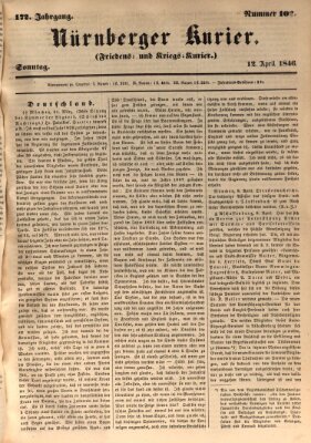 Nürnberger Kurier (Nürnberger Friedens- und Kriegs-Kurier) Sonntag 12. April 1846