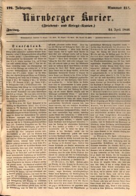 Nürnberger Kurier (Nürnberger Friedens- und Kriegs-Kurier) Freitag 24. April 1846