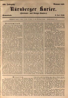 Nürnberger Kurier (Nürnberger Friedens- und Kriegs-Kurier) Samstag 6. Juni 1846