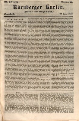 Nürnberger Kurier (Nürnberger Friedens- und Kriegs-Kurier) Samstag 30. Januar 1847