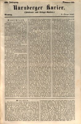 Nürnberger Kurier (Nürnberger Friedens- und Kriegs-Kurier) Montag 8. Februar 1847