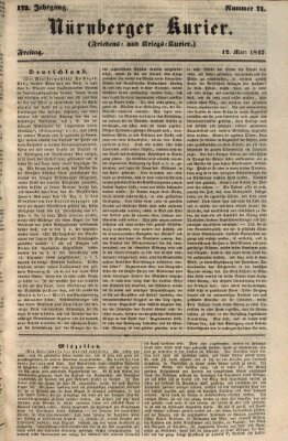 Nürnberger Kurier (Nürnberger Friedens- und Kriegs-Kurier) Freitag 12. März 1847
