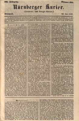 Nürnberger Kurier (Nürnberger Friedens- und Kriegs-Kurier) Mittwoch 23. Juni 1847