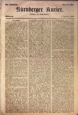 Nürnberger Kurier (Nürnberger Friedens- und Kriegs-Kurier) Mittwoch 1. November 1848