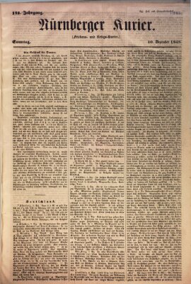 Nürnberger Kurier (Nürnberger Friedens- und Kriegs-Kurier) Sonntag 10. Dezember 1848