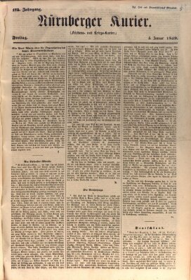 Nürnberger Kurier (Nürnberger Friedens- und Kriegs-Kurier) Freitag 5. Januar 1849