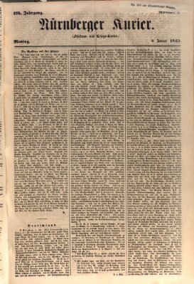 Nürnberger Kurier (Nürnberger Friedens- und Kriegs-Kurier) Montag 8. Januar 1849