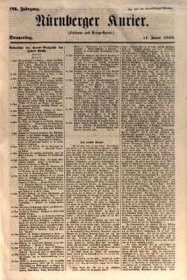 Nürnberger Kurier (Nürnberger Friedens- und Kriegs-Kurier) Donnerstag 11. Januar 1849