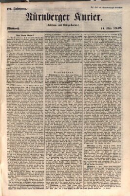 Nürnberger Kurier (Nürnberger Friedens- und Kriegs-Kurier) Mittwoch 14. März 1849