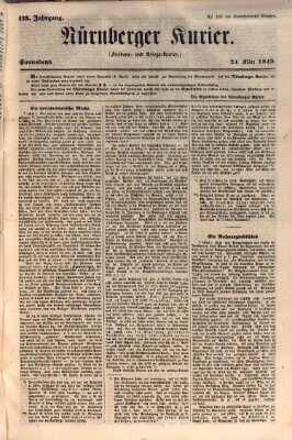 Nürnberger Kurier (Nürnberger Friedens- und Kriegs-Kurier) Samstag 24. März 1849