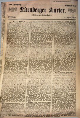 Nürnberger Kurier (Nürnberger Friedens- und Kriegs-Kurier) Sonntag 5. August 1849