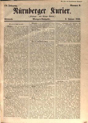 Nürnberger Kurier (Nürnberger Friedens- und Kriegs-Kurier) Mittwoch 9. Januar 1850