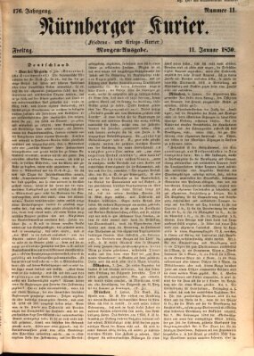 Nürnberger Kurier (Nürnberger Friedens- und Kriegs-Kurier) Freitag 11. Januar 1850