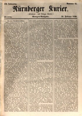 Nürnberger Kurier (Nürnberger Friedens- und Kriegs-Kurier) Sonntag 10. Februar 1850