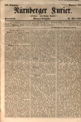 Nürnberger Kurier (Nürnberger Friedens- und Kriegs-Kurier) Samstag 25. Mai 1850