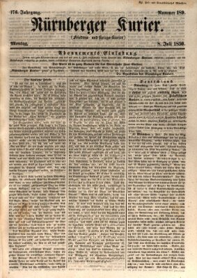 Nürnberger Kurier (Nürnberger Friedens- und Kriegs-Kurier) Montag 8. Juli 1850