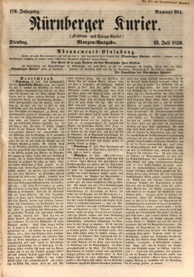 Nürnberger Kurier (Nürnberger Friedens- und Kriegs-Kurier) Dienstag 23. Juli 1850