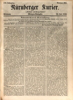 Nürnberger Kurier (Nürnberger Friedens- und Kriegs-Kurier) Mittwoch 24. Juli 1850