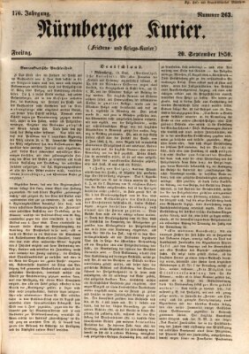 Nürnberger Kurier (Nürnberger Friedens- und Kriegs-Kurier) Freitag 20. September 1850