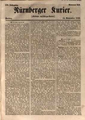 Nürnberger Kurier (Nürnberger Friedens- und Kriegs-Kurier) Freitag 15. November 1850