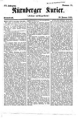 Nürnberger Kurier (Nürnberger Friedens- und Kriegs-Kurier) Samstag 18. Januar 1851