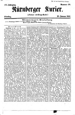 Nürnberger Kurier (Nürnberger Friedens- und Kriegs-Kurier) Dienstag 28. Januar 1851