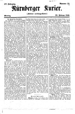 Nürnberger Kurier (Nürnberger Friedens- und Kriegs-Kurier) Montag 24. Februar 1851