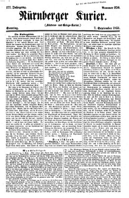 Nürnberger Kurier (Nürnberger Friedens- und Kriegs-Kurier) Sonntag 7. September 1851