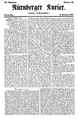 Nürnberger Kurier (Nürnberger Friedens- und Kriegs-Kurier) Donnerstag 19. Februar 1852